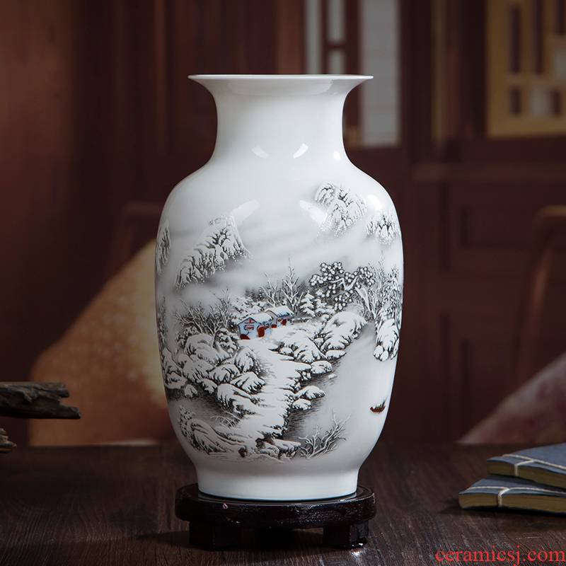 Jingdezhen ceramics glaze famille rose flower vase is placed on household decorates sitting room ark decoration arts and crafts