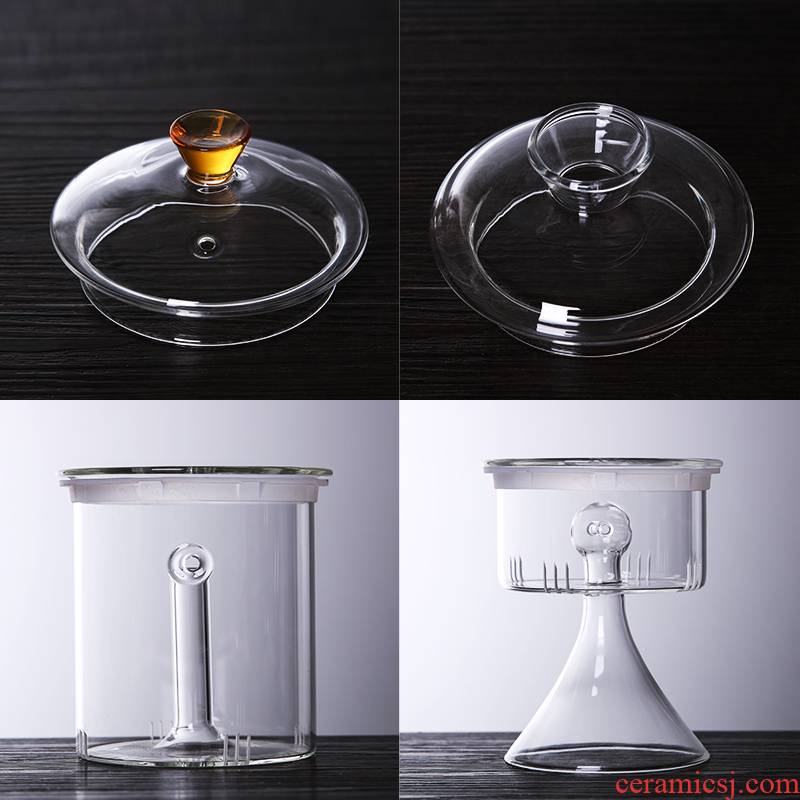 Glass tea set on the tank lid tea accessories