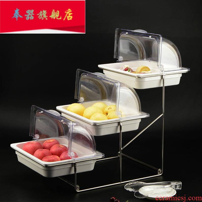 Buffet three the layers of fruit plate display shelf cake creative multilayer hotel breakfast bread tray with cover tableware