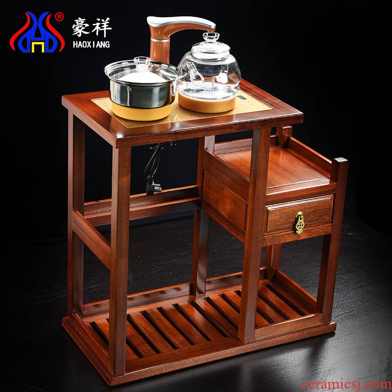 Hao auspicious spend pear wood, mobile car of a complete set of tea tea tea sets tea tray induction cooker balcony small tea tank