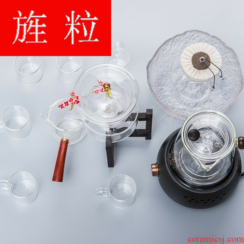 Continuous grain of lazy half automatic Japanese tea suit kung fu home cooked tea stove tureen glass teapot