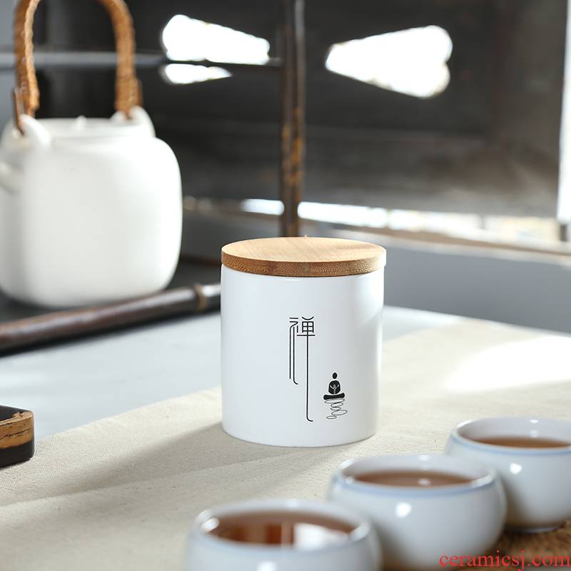 Art of up sealing ceramic tea caddy fixings tea pot of pu 'er tea accessories round bamboo tea urn cover storage POTS