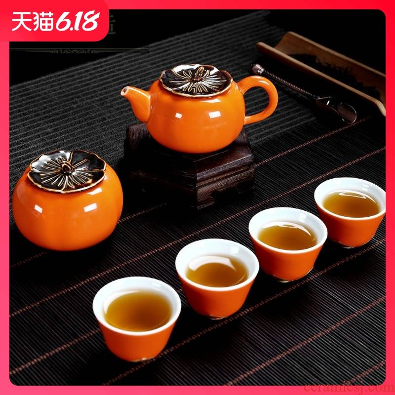 Hold to guest comfortable simple ceramic tea sets creative gift box gift a pot of two cup four cups of tea custom