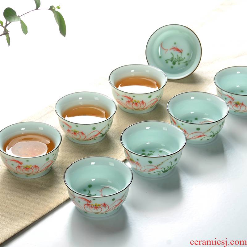 The Art of celadon hand - made teacup kung fu tea set sample tea cup tea accessories small tea cup household fragrance - smelling cup