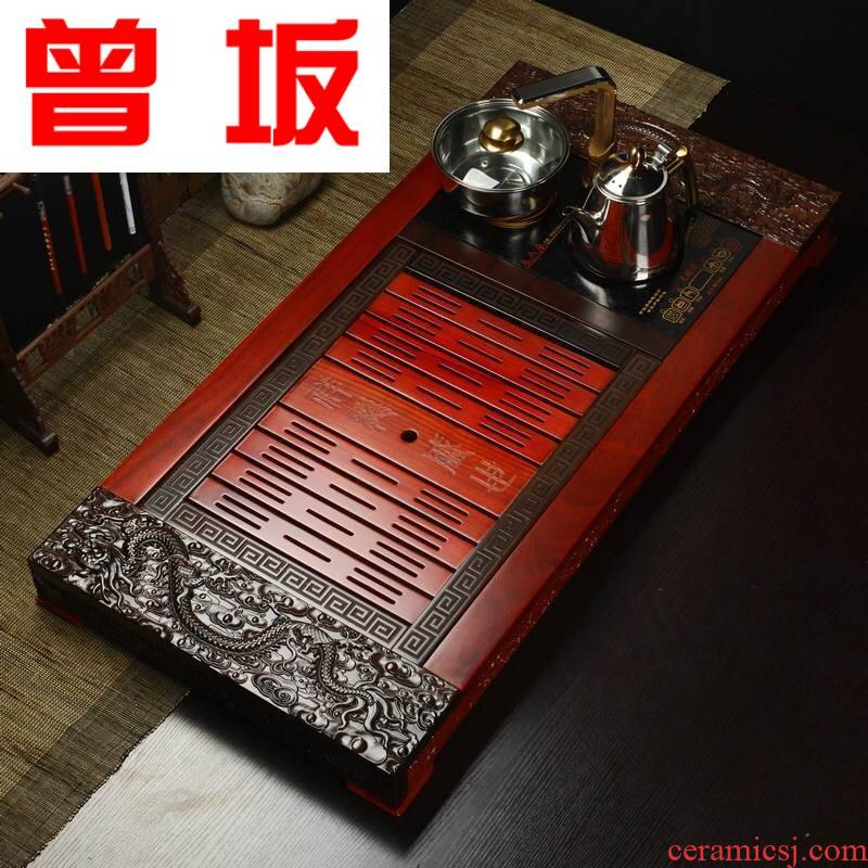 Once sitting factory hua limu ebony tea tray ceramic tea set four unity electrical undertakes a