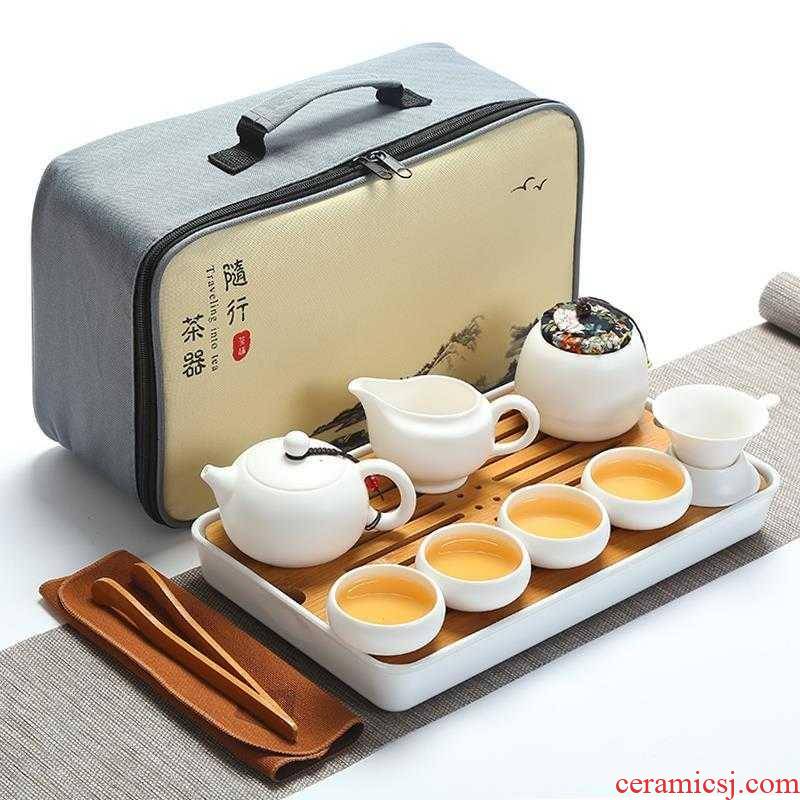 Travel ceramic tea set suit portable xi shi pot of tea tea tray is suing the car along with tea, mercifully tea kettle