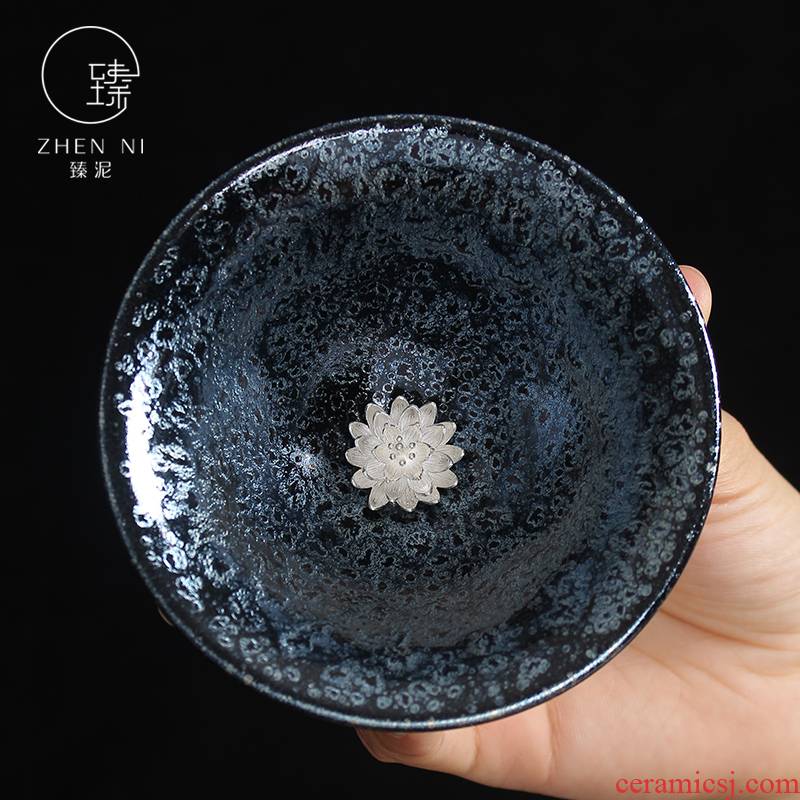 Manually set by mud YinJian lamp that kung fu tea set single cup of oil droplets up teacup large master cup bowl sample tea cup