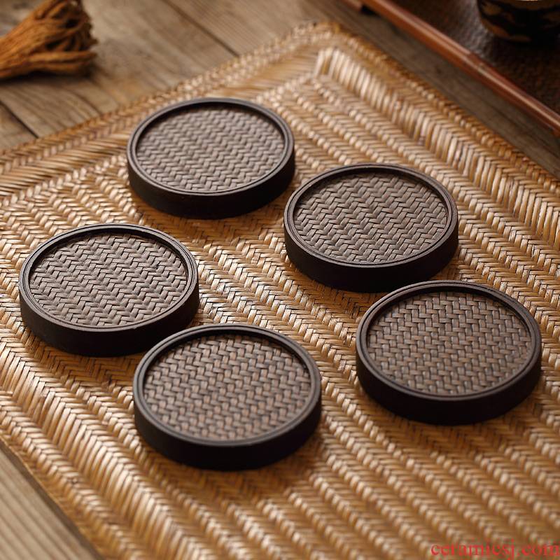 Morning high ebony Japanese zen tea accessories cup mat pot bearing pot cup holder, heavy bamboo saucer tea taking