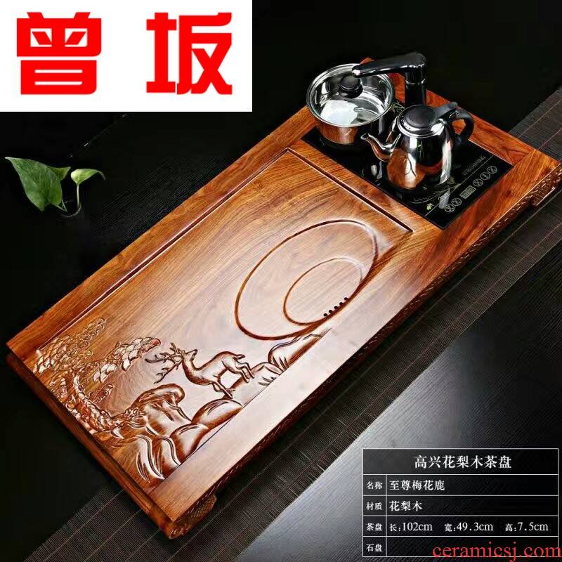 Once sitting manufacturer sheet carved rosewood refined ssangyong is exquisite pearl tea tray was hua limu tea tray tea sea