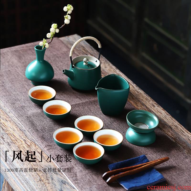 Girder ShangYan ceramic pot of tea set 6 people contracted home of kung fu tea cup tea cups of a complete set of the teapot