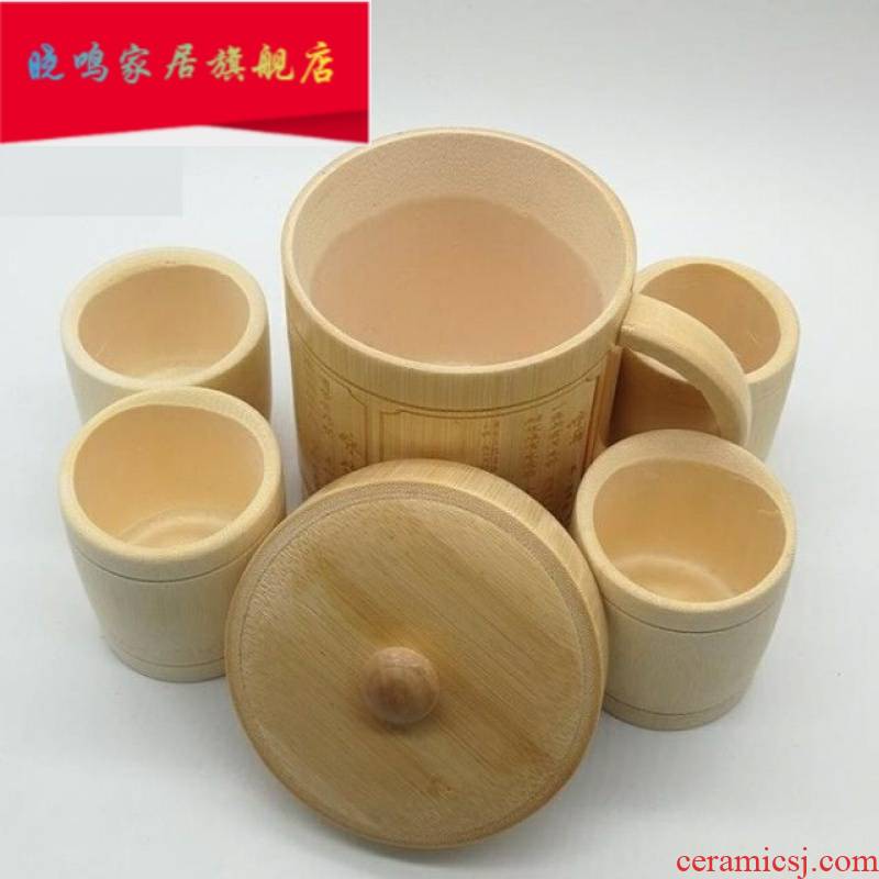 Bamboo cups with cover glass checking Bamboo water Bamboo cup household Bamboo take cup restoring ancient ways