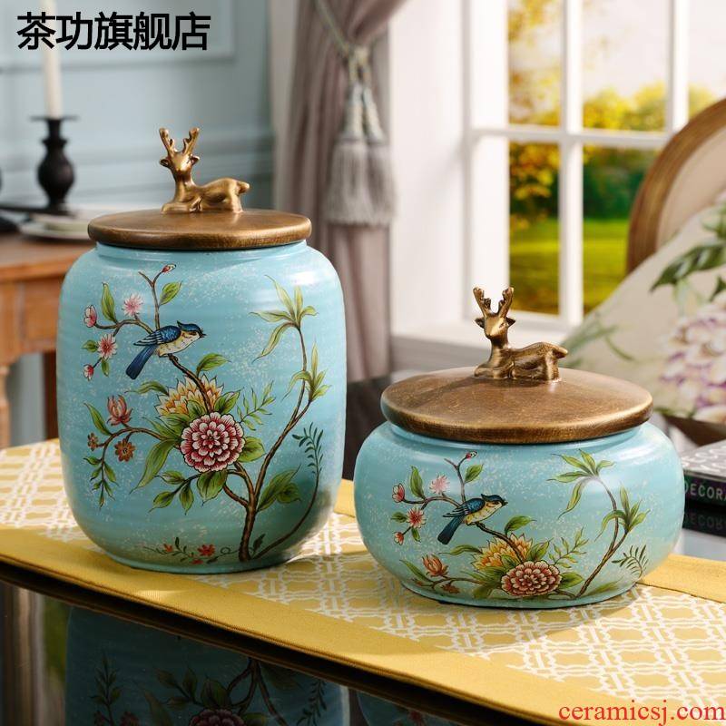 European ceramic creative storage tank furnishing articles sitting room tea table wine porch decoration candy jar caddy fixings household