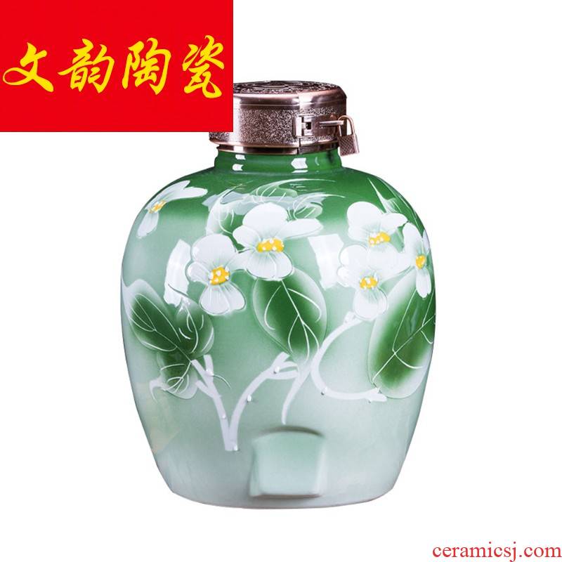 Ceramic jar it 10 kg bottles household seal archaize earthenware with cover 20 jins of 50 kg terms bottle