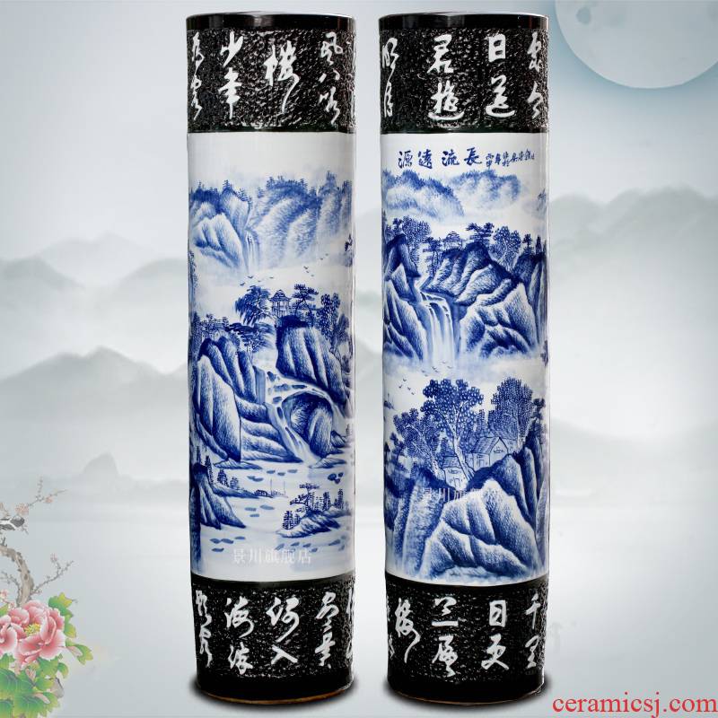 Blue and white porcelain has a long history in the hand - made big vase jingdezhen ceramics of large vases, sitting room of Chinese style household furnishing articles