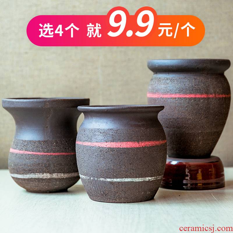 Fleshy flower pot hand POTS coarse pottery breathable plant POTS contracted wholesale ceramic purple sand flowerpot POTS