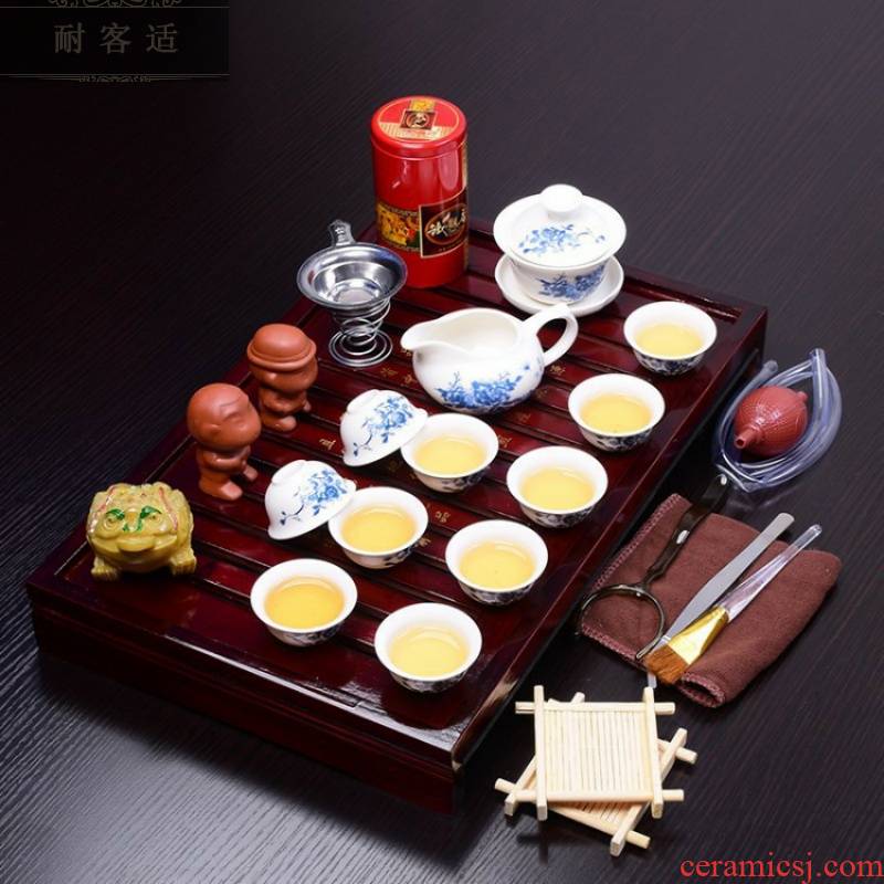 Hold to guest comfortable manufacturers shot solid wood tea tray of a complete set of tea set violet arenaceous kung fu tea set ceramic business gifts