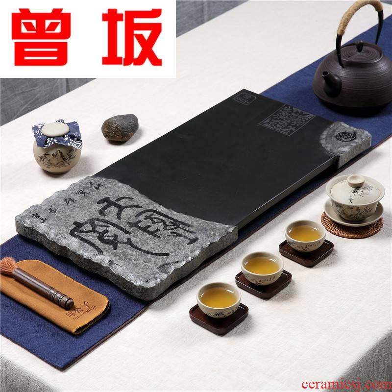 Once sitting office household utensils sharply black gold stone tea tray was dry ground set stone, stone tea tea set