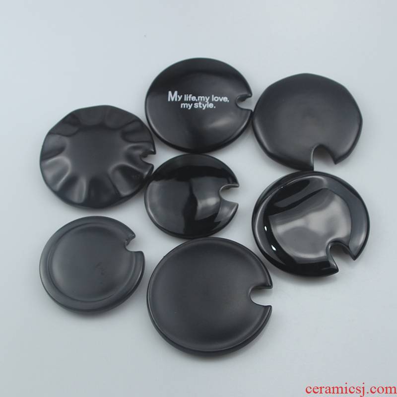 Black lid general glass ceramic keller accessories star cup cover cup, porcelain g cover sheet sells lid B,