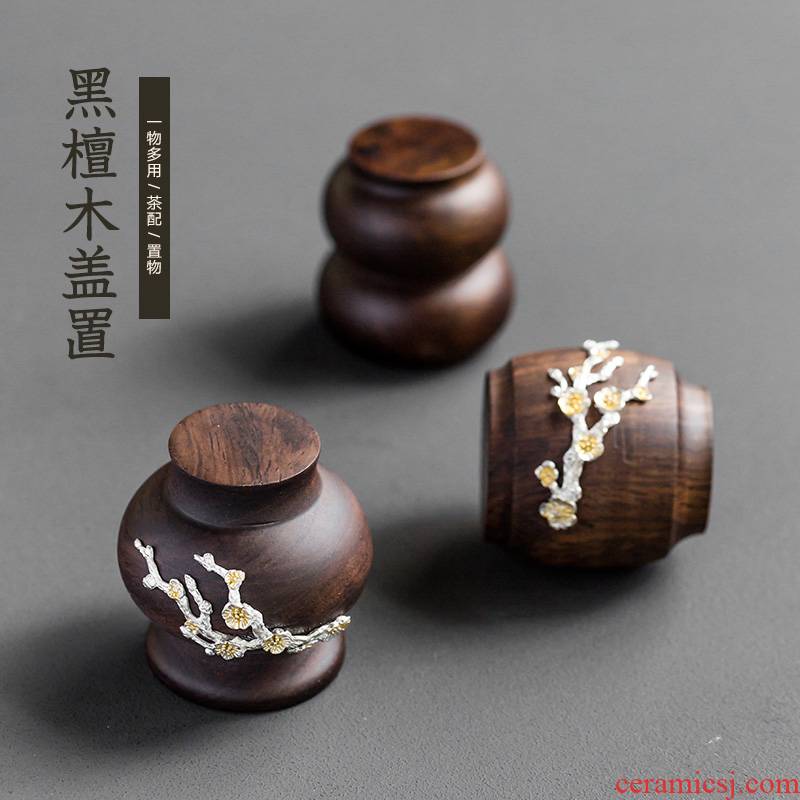 Ebony cover buy tea pet accessories lid bowl cover bracket Japanese tin flower kung fu tea tea table is placed by hand