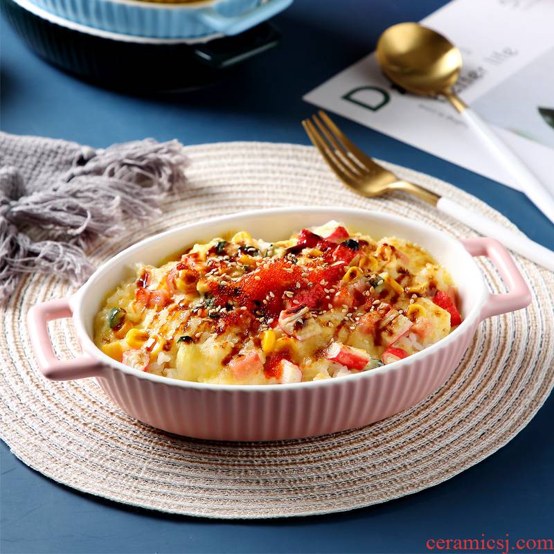 Ceramic baked FanPan household pan baked cheese to use creative lovely ears microwave oven dedicated plate