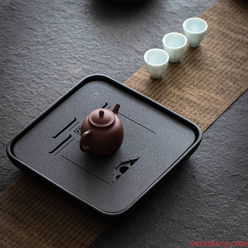 Black pottery dry tea tray was sharply stone tea small reservoir type tea table for ceramic tea tray household contracted kung fu tea tray