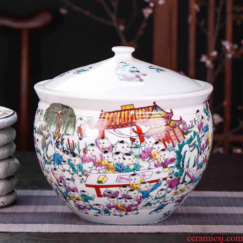 Jingdezhen porcelain ceramic pot storage tanks a catty large tea caddy fixings boxed loose tea packing seal pot