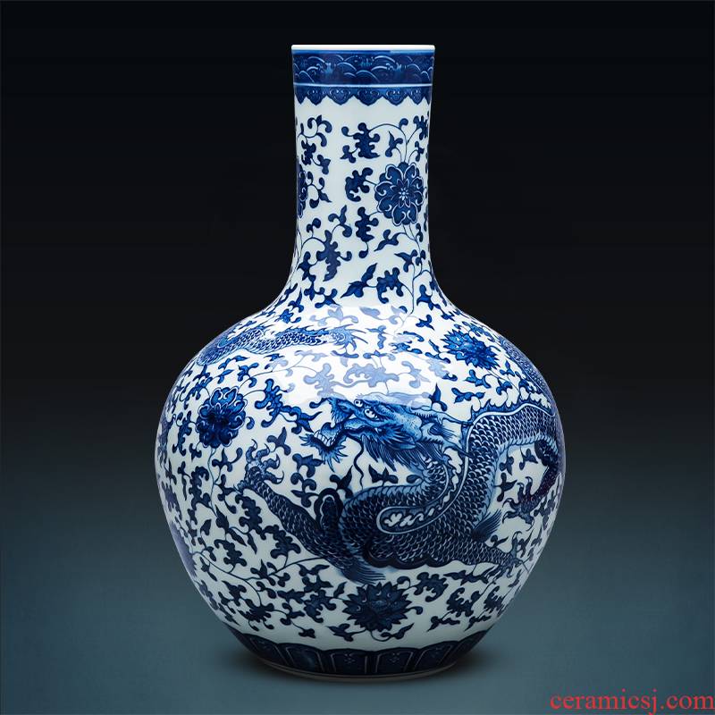 Jingdezhen blue and white porcelain vase archaize ceramics big vase large landing place, a new Chinese style household ornaments