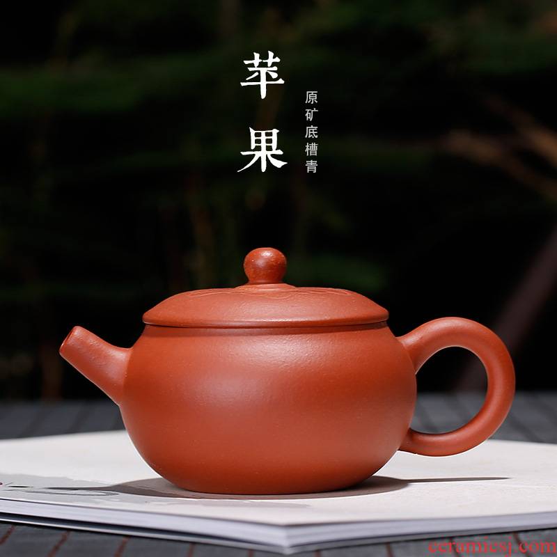 Yixing ores are it ores bottom groove green apple mini pot of ink sketch kung fu tea set