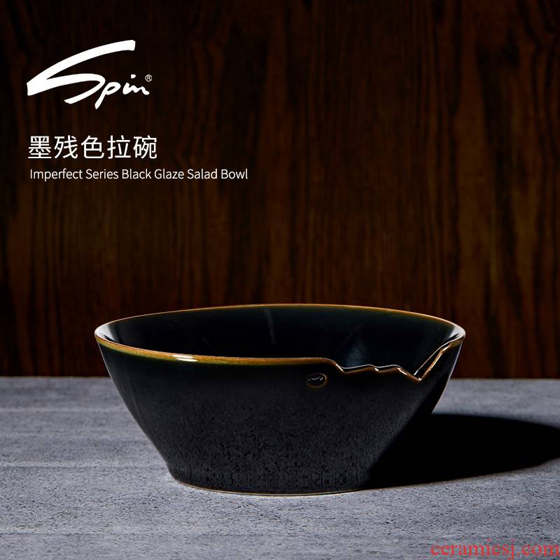 Spin the ink residue salad bowl of jingdezhen domestic individual ceramic bowl bowl of creative move single fruit salad bowl bowl