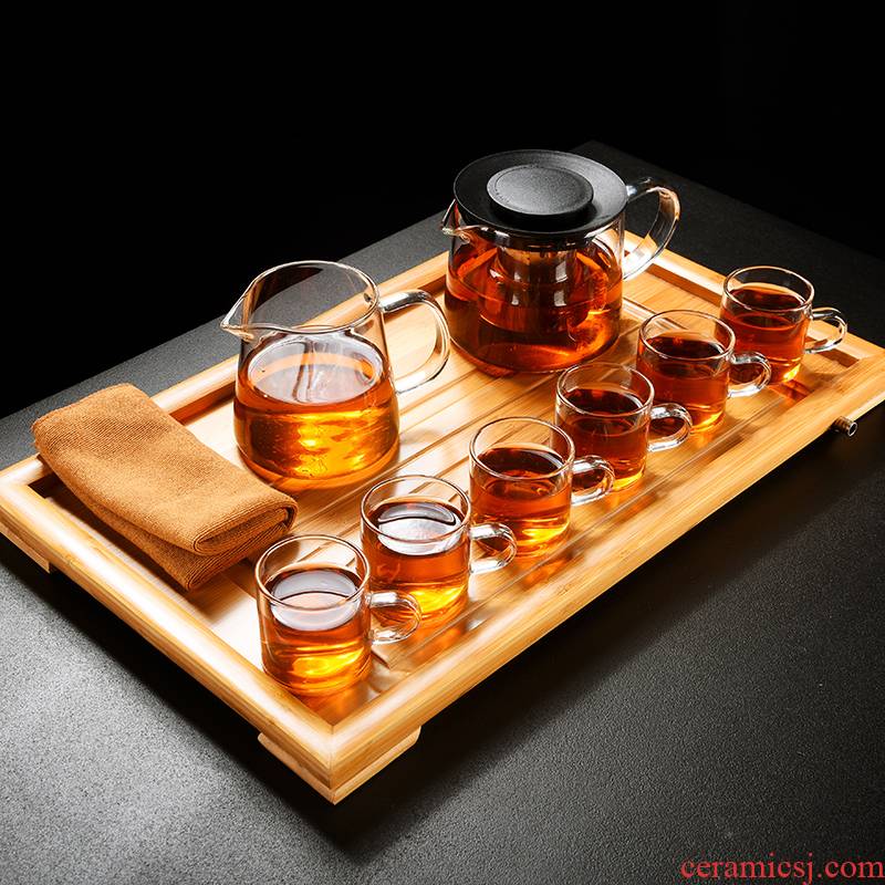 & old kung fu tea set, glass suits for contracted household Japanese cooking tea tea, the teapot teacup tea tray tray