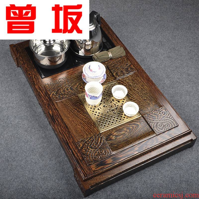 Once sitting wenge wood large tea tray was kung fu tea sets four and draw out the saucer dish induction cooker