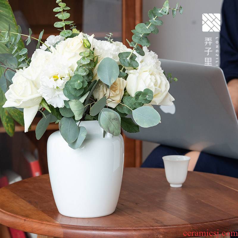 Lane. Home furnishing articles bluish white porcelain ceramic vase ears flower pot of flower tea daily table flower