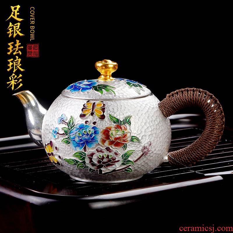 Japanese artisan fairy 999 sterling silver teapot of pure manual fine silver pot of filtering kung fu tea pot teapot household