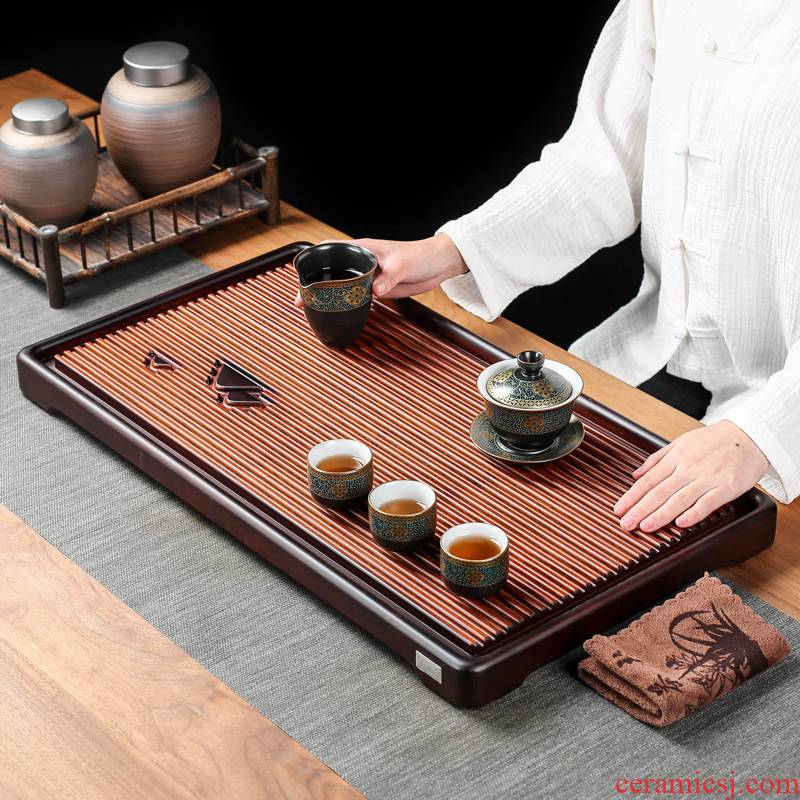 The whole piece of tablet weight bamboo tea tray rectangle household contracted drainage solid wood tea table tray was dry mercifully dish of trumpets