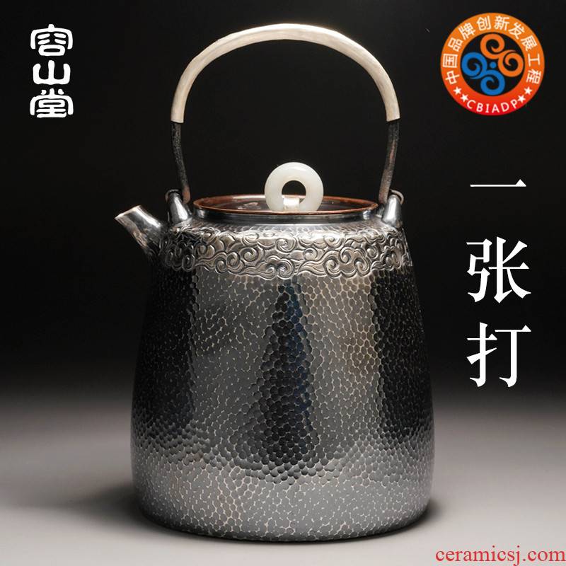 Vatican RongYin hammer is silver pot of a dozen mu wen teapot burn boiled large single pot of iron silvering the teapot
