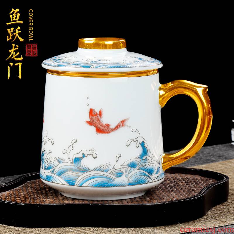 Artisan fairy white porcelain office cup ceramic tea cup with cover filtration separation of tea cup creative glass mugs