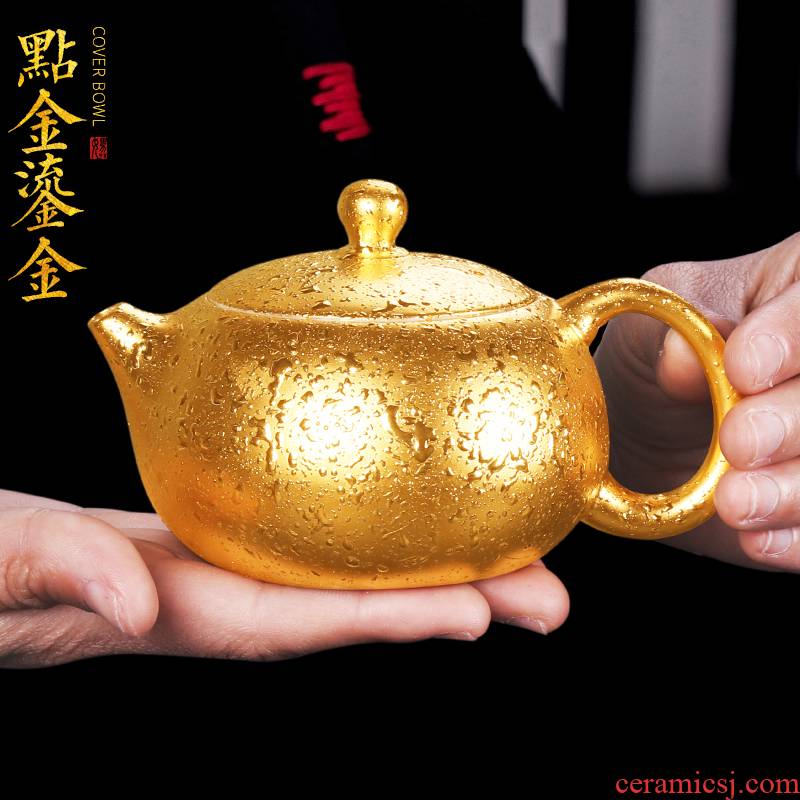 Artisan fairy gold dehua white porcelain ceramic teapot single pot home gift manual creative kung fu tea tea