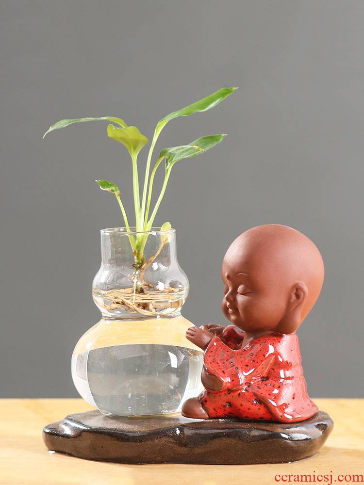 Creative move other hydroponics vases, glass transparent Chinese wind zen desktop water raise flowers planted a flower pot ceramics