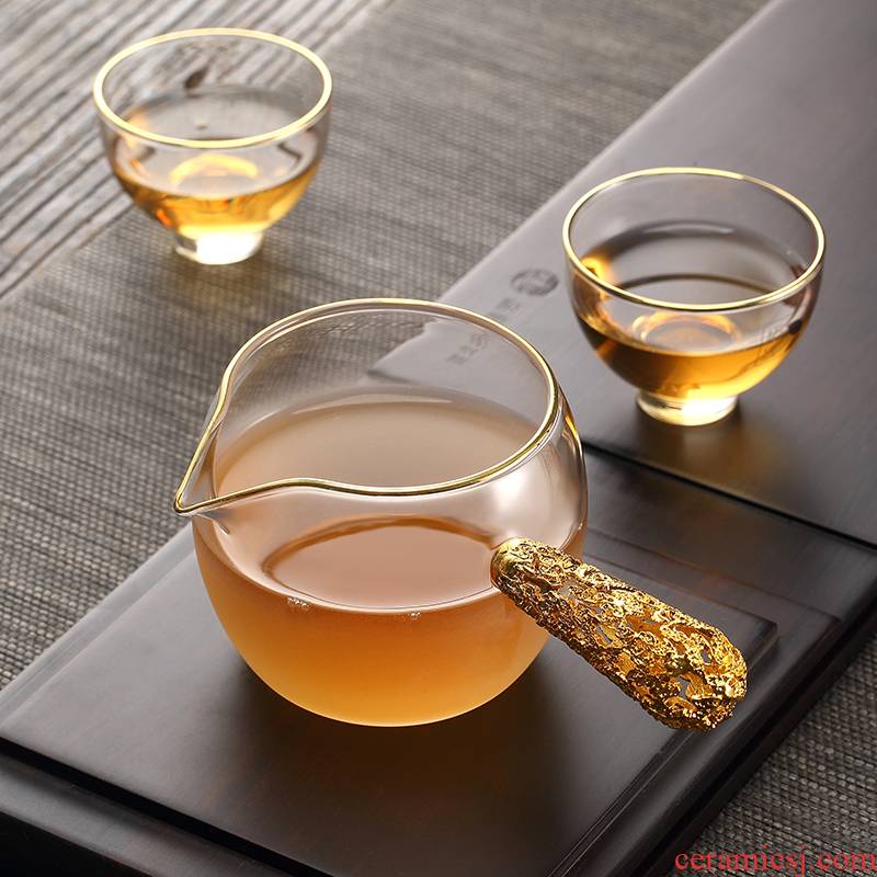 Morning high lateral fair the glass tea cup tea sea points cloud heat - resistant glass tea set creative Japanese household cup