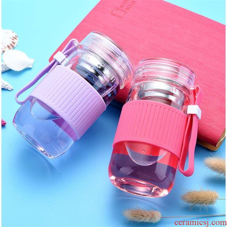 Han edition can type glass cup small girls portable large - diameter transparent scented tea with the filter glass when the new 2018