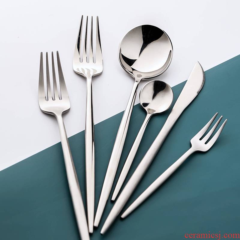 WUXIN stainless steel cutlery set beefsteak knife and fork three - piece household ins a full set of Nordic network red tableware