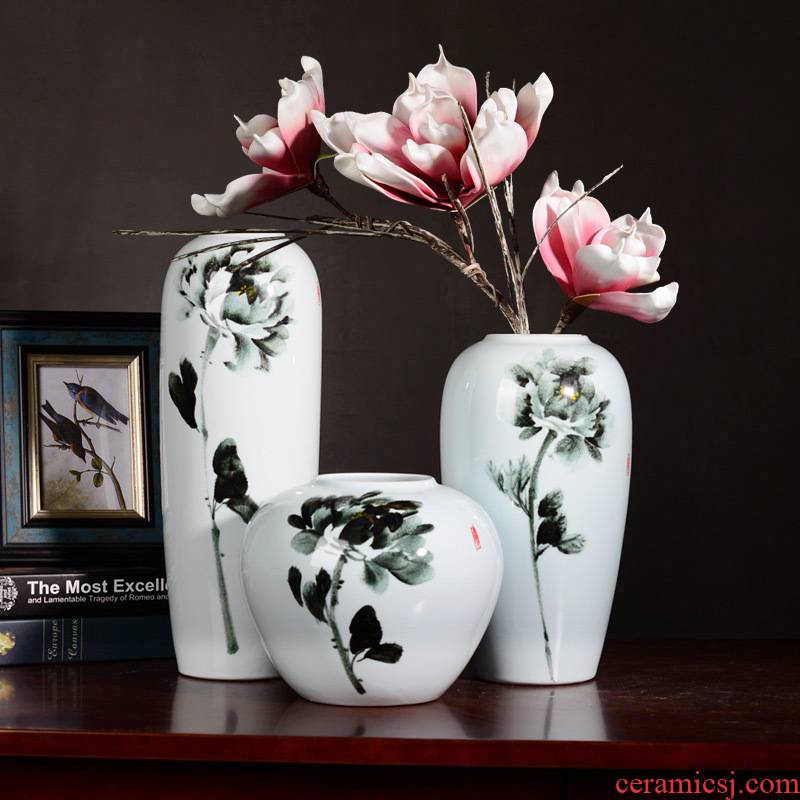 Contracted and I literary lucky bamboo peony flower arranging dried flowers of jingdezhen ceramic vase living room table landing place