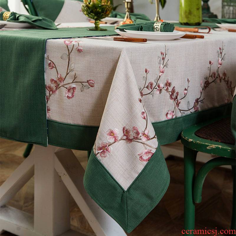 American tablecloth emperor embroidered square values of new Chinese style embroidery cotton and linen small pure and fresh and sitting room rectangular table cloth art in Australia