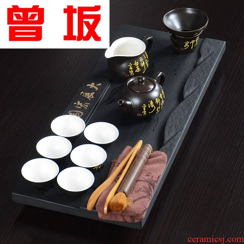 Once sitting on the whole piece of stone tea tray was sharply violet arenaceous kung fu tea set household business gift set one
