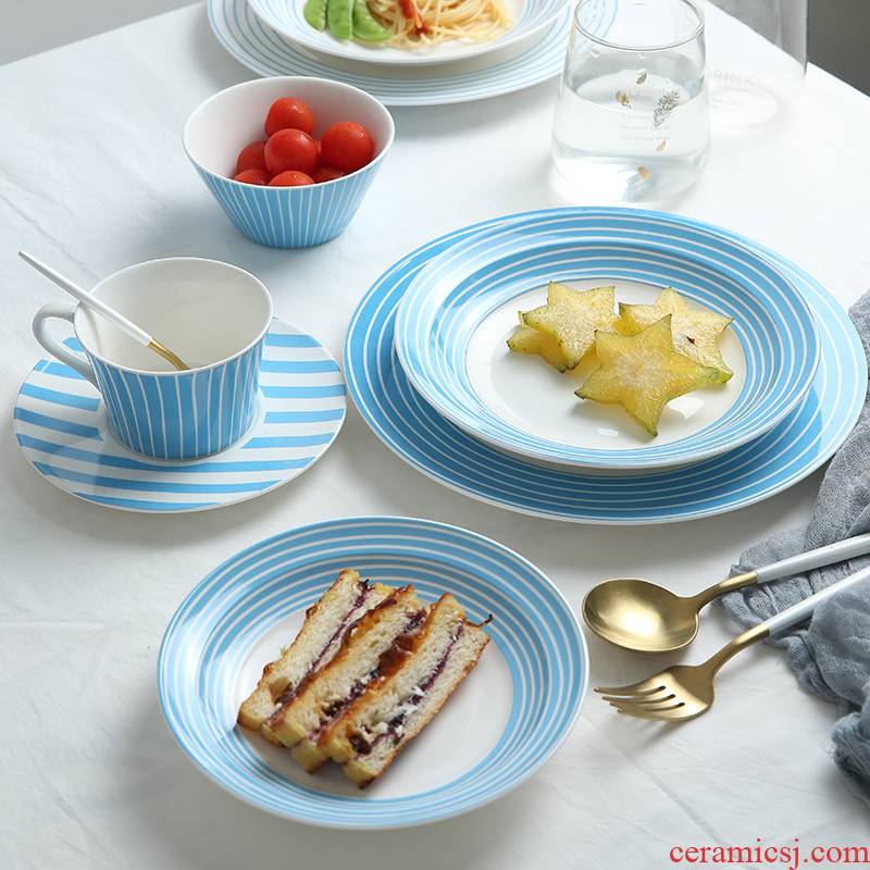 Scandinavian simple dishes suit household new ceramic tableware suit to eat bread and butter dish dish dish deep dish blues