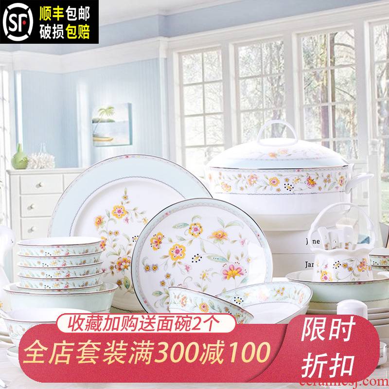 The dishes suit Chinese style household jingdezhen European - style ipads porcelain tableware ceramics dishes chopsticks dish of fresh and creative gifts