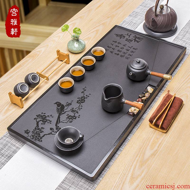 Four - walled yard manufacturer provides straightly sharply stone tea tray was kung fu tea set the whole piece of handwork stone tea tray was large tea tray