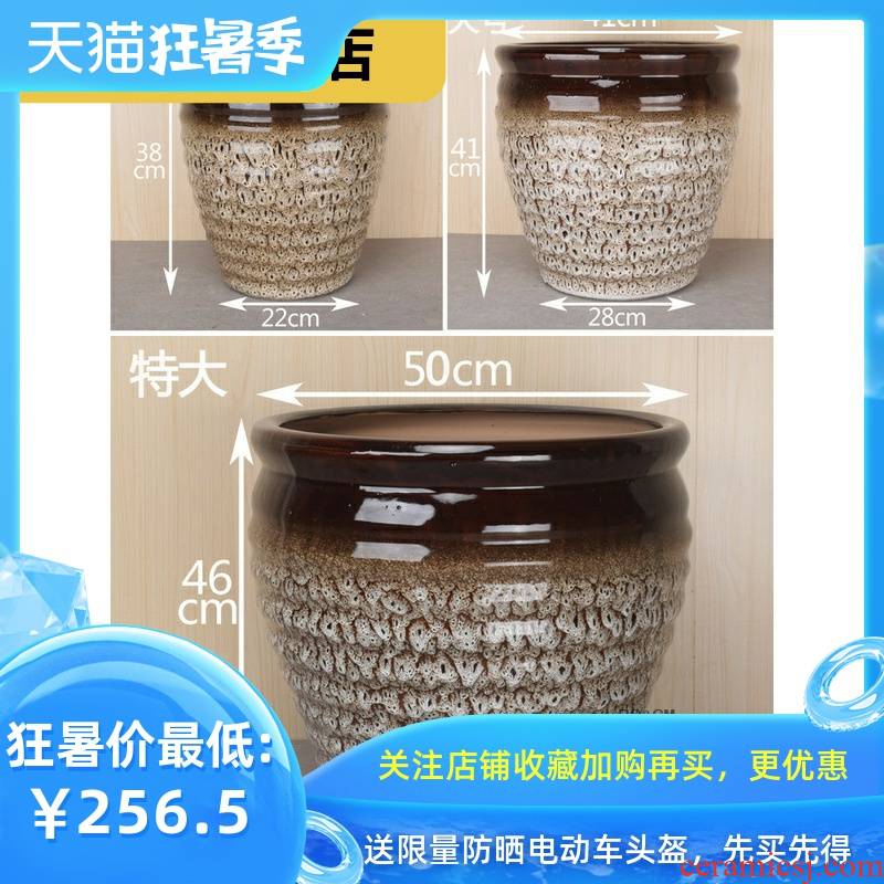 Rich ground clearance ceramic creative plant trees, flowers, cylinder large round of large diameter classical tray was big flower pot