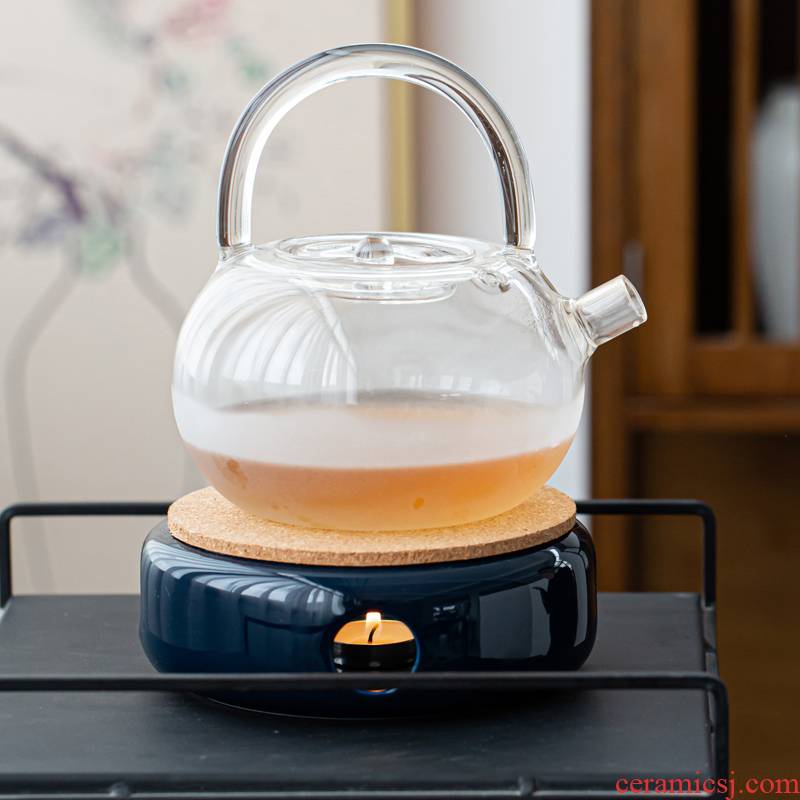 Based a warm tea exchanger with the ceramics boiled tea stove fruit tea tea set insulation glass teapot teacup Japanese heating base
