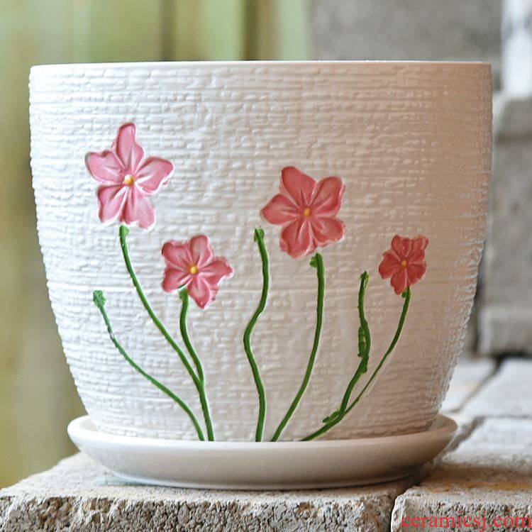Ceramic pot special large oversized other household contracted plastic small fleshy flower POTS with tray